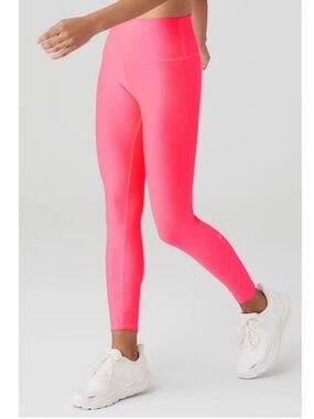 NWT Alo Yoga 7/8 High-Waist Airlift Leggings Pants Fluorescent Coral Pink Sz XS